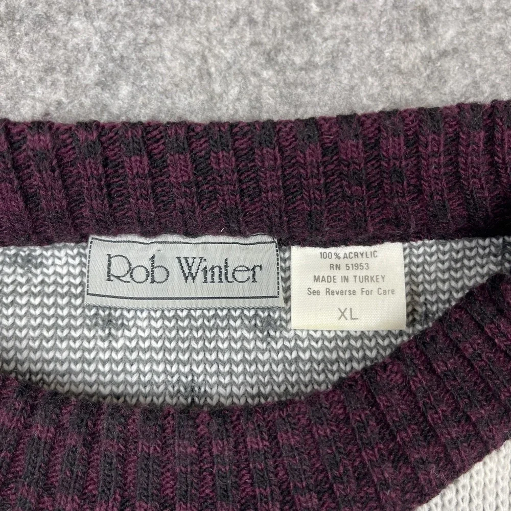 VTG Rob Winter Sweater Mens XL Reindeer Snowflakes Trees Grandpa‎ Cabin Core